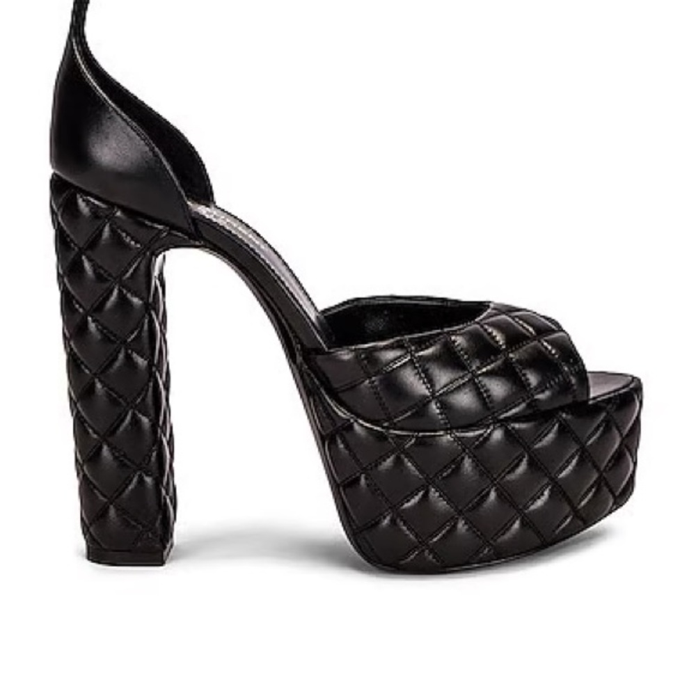 Saint Laurent Black Quilted Platform Sandals